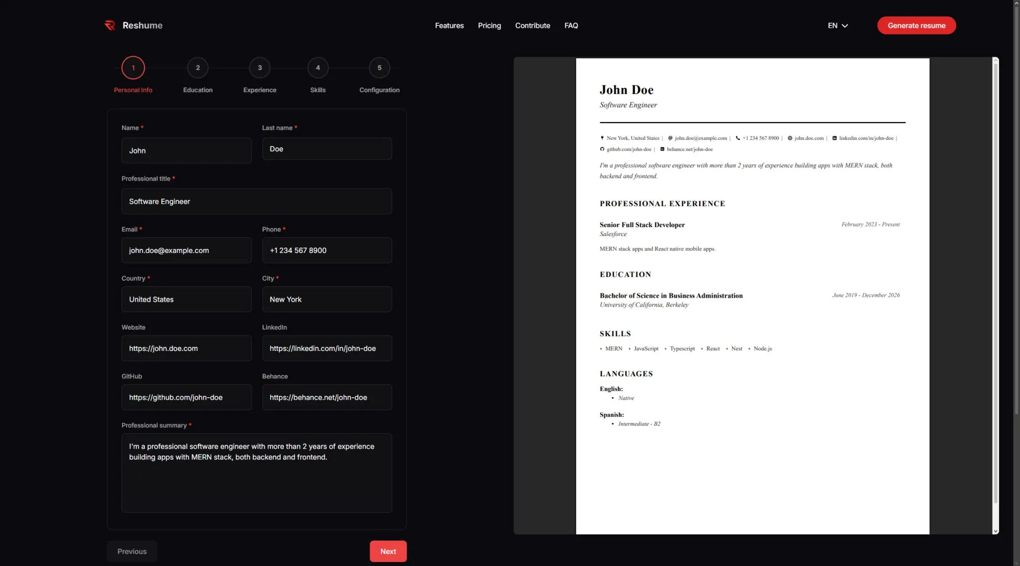 Reshume — captura 2